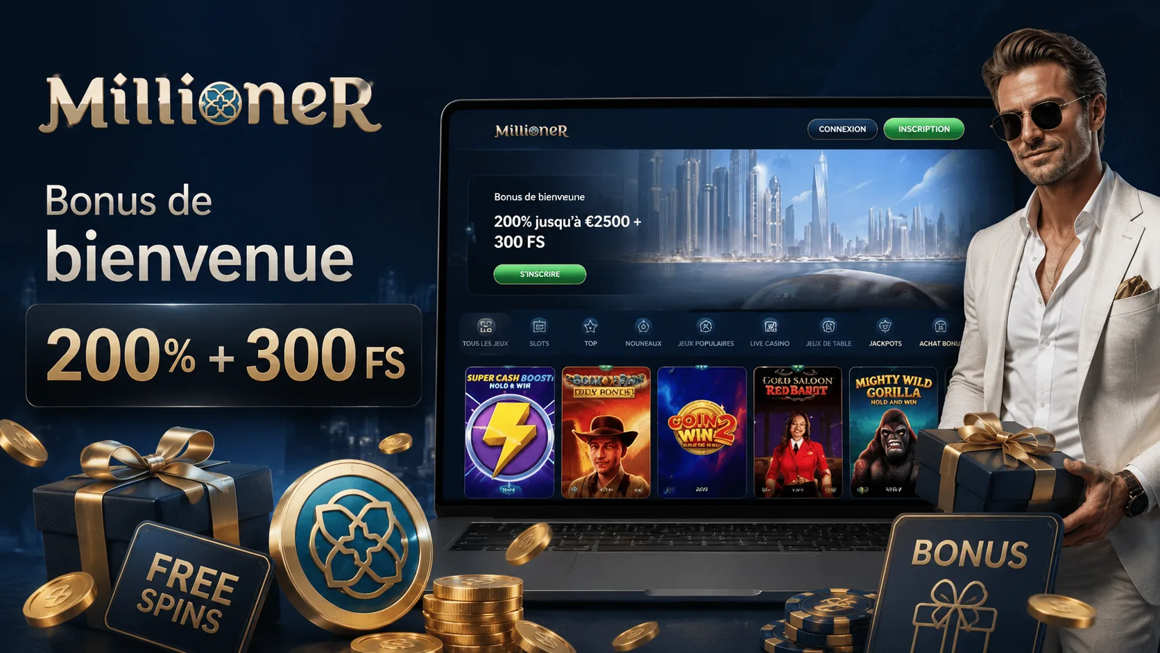 Bonus de bienvenue Millioner Casino avec offre de dépôt et free spins